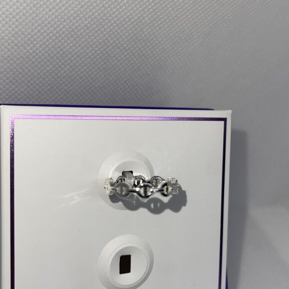Rhodium Plated Chain Link Ring (Size 6) Style Women's Fashion Everyday Wear NEW - Picture 5 of 8